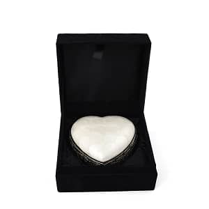 heart cremation urn with box ivory